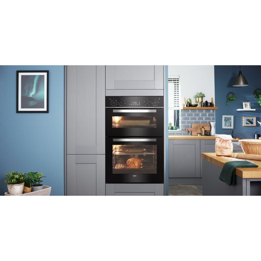 Beko RecycledNet® Built In Electric Double Oven - Black / Glass - Oven in kitchen